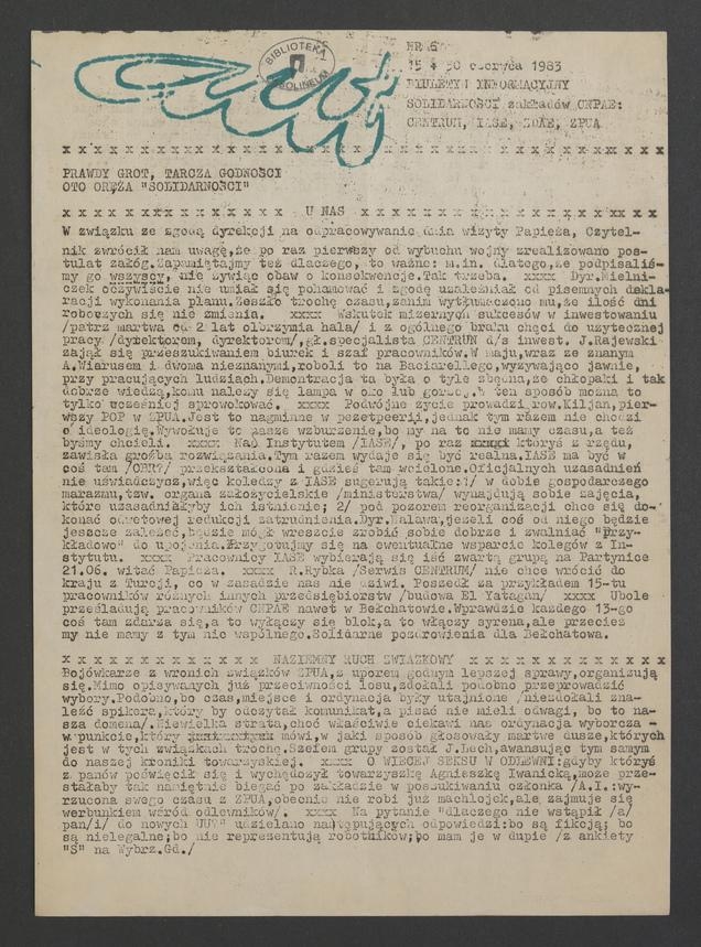 Aut : biuletyn informacyjny Solidarności Zakładów CNPAE: Centrum, IASE, ZDAE, ZPUA. 1983, numer 6
