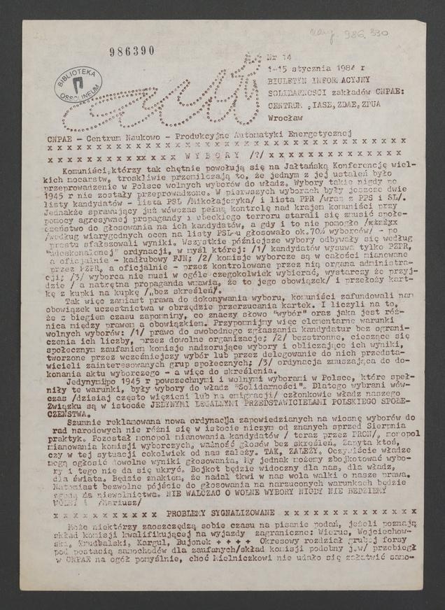 Aut : biuletyn informacyjny Solidarności zakładów CNPAE: Centrum, IASE, ZDAE, ZPUA. 1984, numer 14