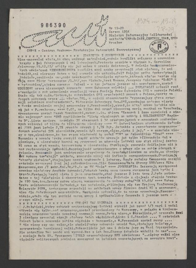 Aut : biuletyn informacyjny Solidarności zakładów CNPAE: Centrum, IASE, ZDAE, ZPUA. 1984, numer 19-20