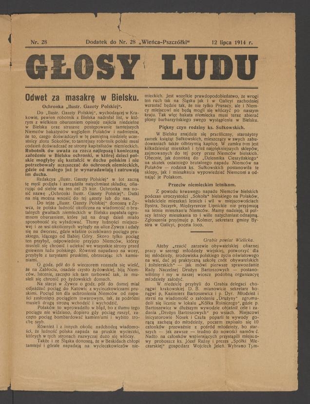 Głosy Ludu : dodatek do numeru 28 „Wieńca-Pszczółki”. 1914, numer 28