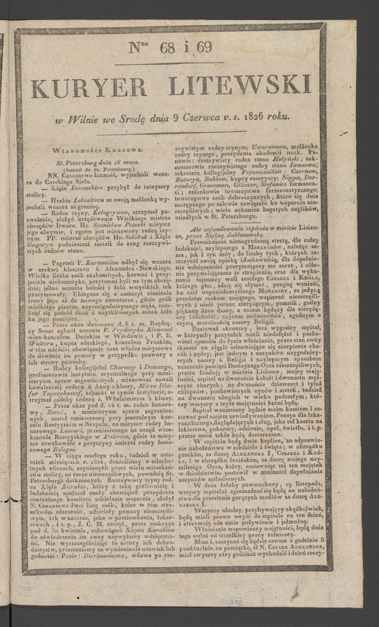 Kuryer Litewski. 1826, numer 68-69