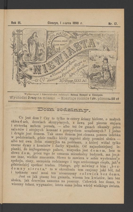Niewiasta. Rok 3, 1898, numer 17