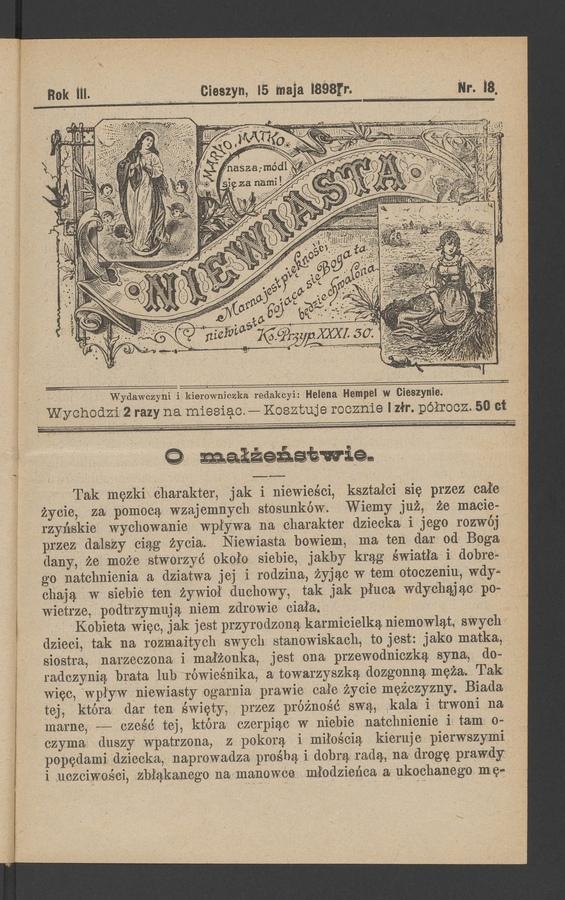 Niewiasta. Rok 3, 1898, numer 18