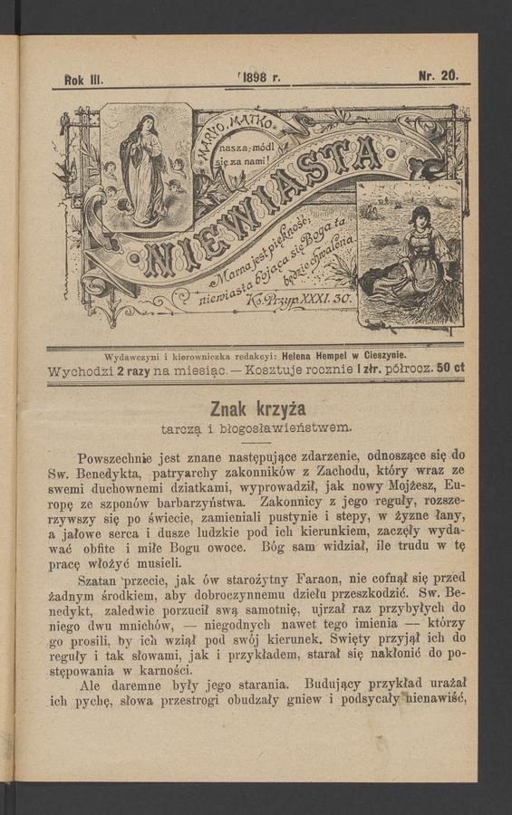 Niewiasta. Rok 3, 1898, numer 20