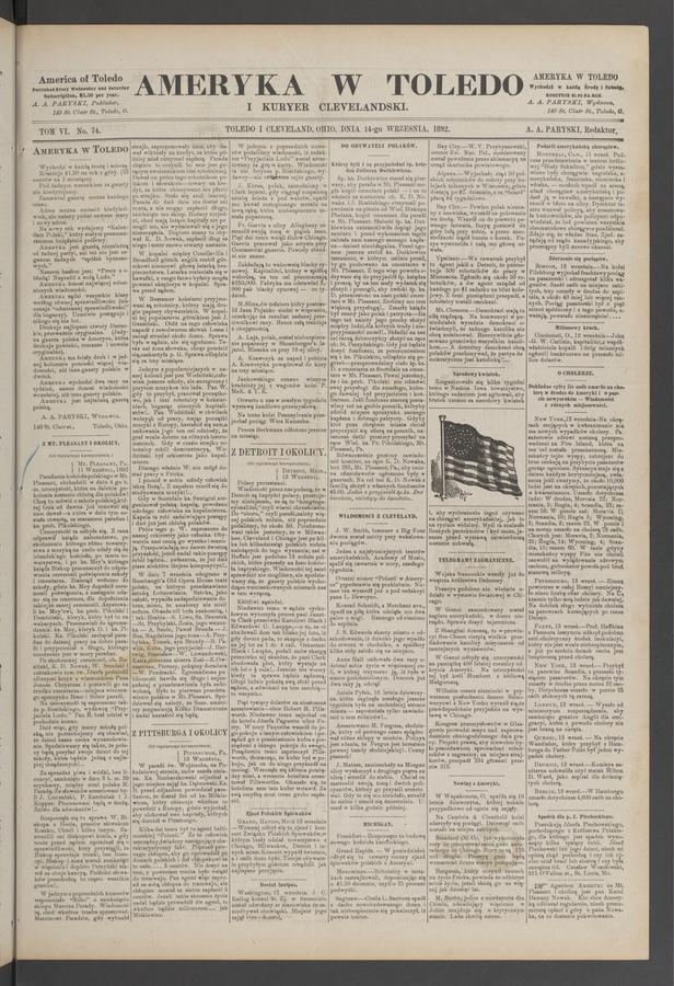 Ameryka w Toledo i Kuryer Clevelandski. Tom 6, 1892, numer 74