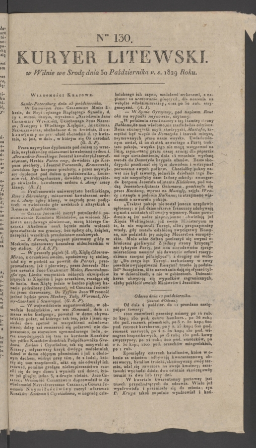 Kuryer Litewski. 1829, numer 130
