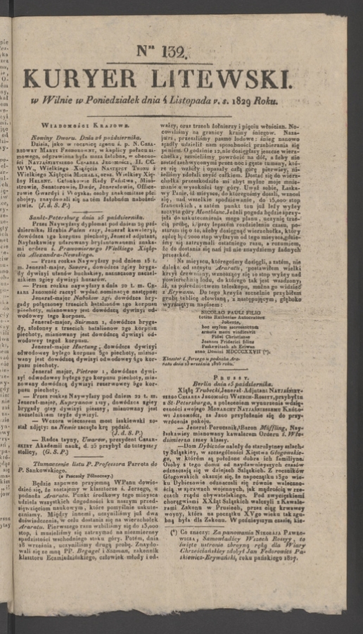 Kuryer Litewski. 1829, numer 132