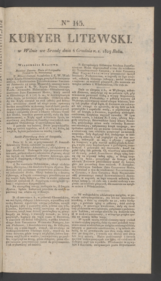 Kuryer Litewski. 1829, numer 145