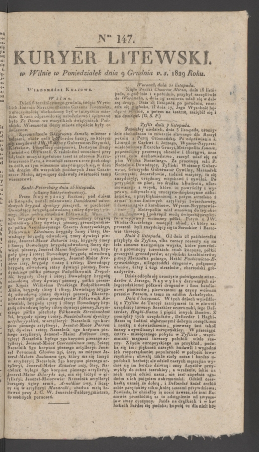 Kuryer Litewski. 1829, numer 147