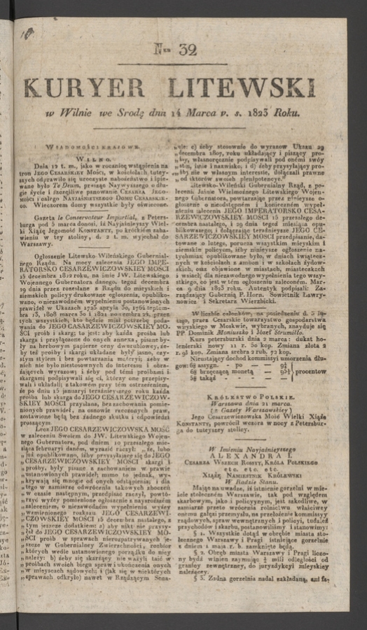 Kuryer Litewski. 1823, numer 32