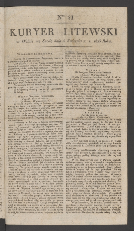 Kuryer Litewski. 1823, numer 41