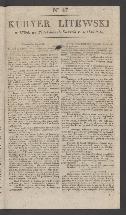 Kuryer Litewski. 1823, numer 47