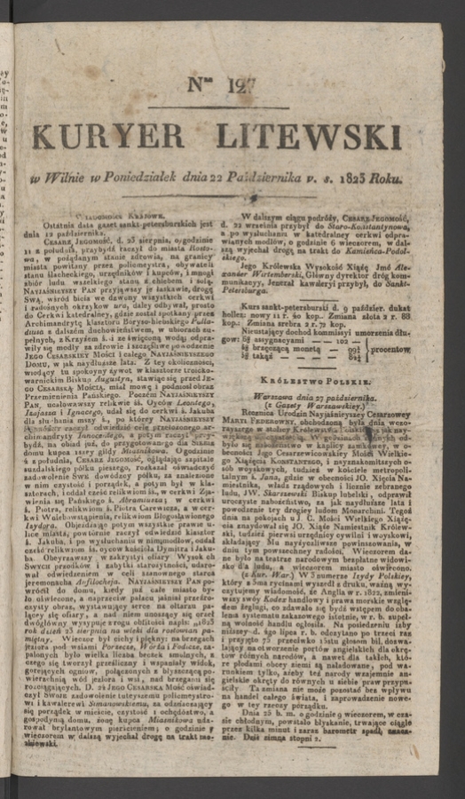 Kuryer Litewski. 1823, numer 127
