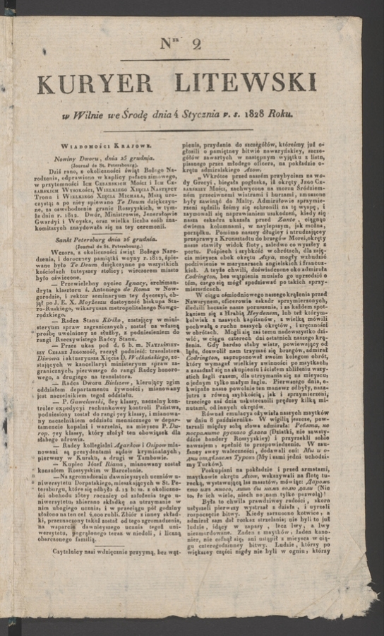 Kuryer Litewski. 1828, numer 2