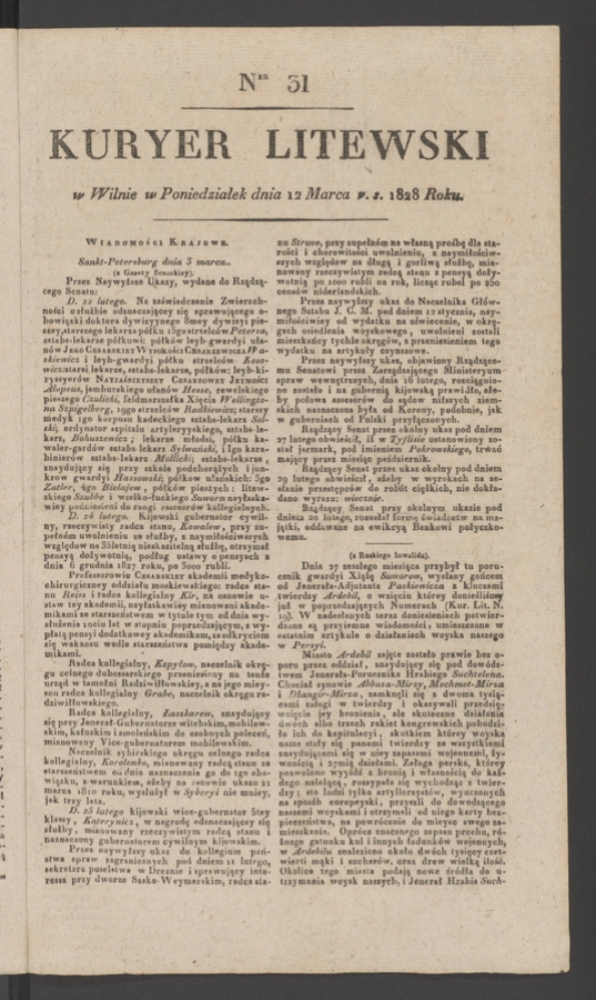 Kuryer Litewski. 1828, numer 31