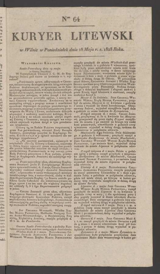 Kuryer Litewski. 1828, numer 64