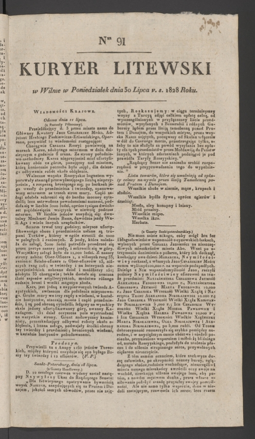 Kuryer Litewski. 1828, numer 91