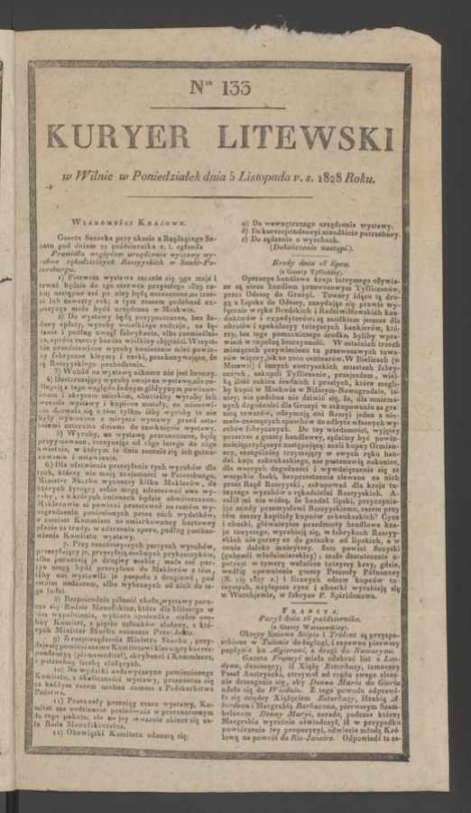Kuryer Litewski. 1828, numer 133