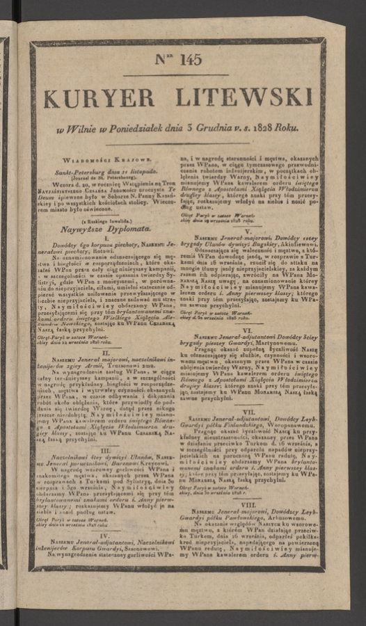 Kuryer Litewski. 1828, numer 145