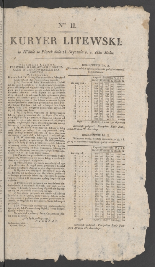 Kuryer Litewski. 1830, numer 11