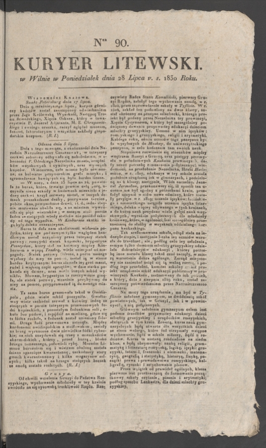 Kuryer Litewski. 1830, numer 90