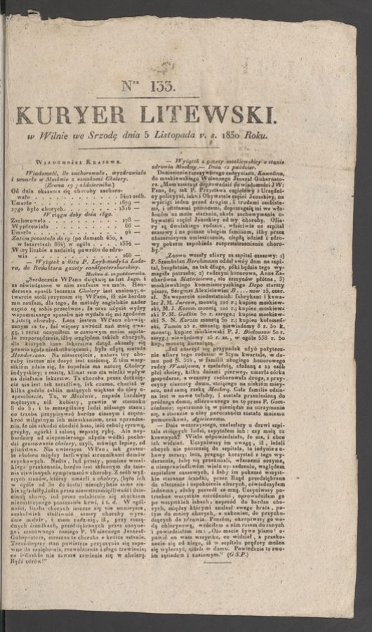 Kuryer Litewski. 1830, numer 133