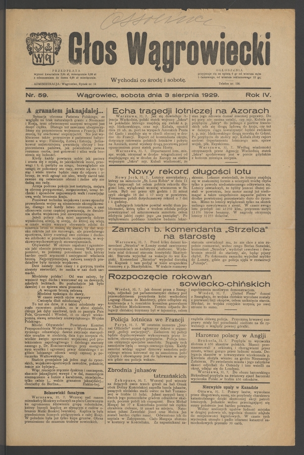 Głos Wągrowiecki. Rok 4, 1929, numer 59