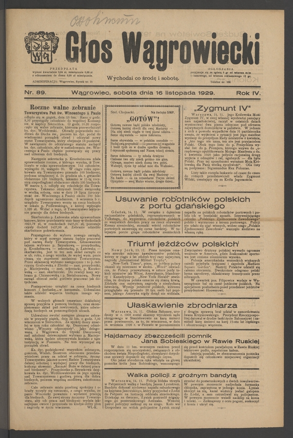 Głos Wągrowiecki. Rok 4, 1929, numer 89