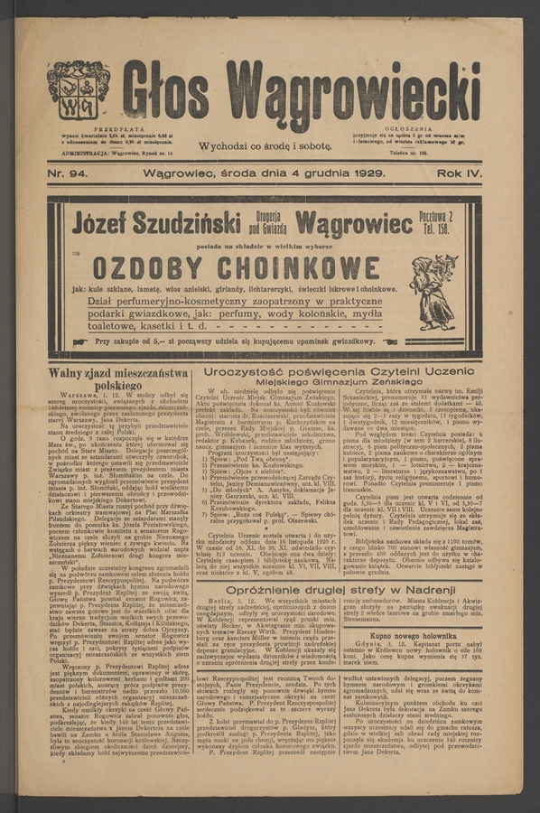 Głos Wągrowiecki. Rok 4, 1929, numer 94